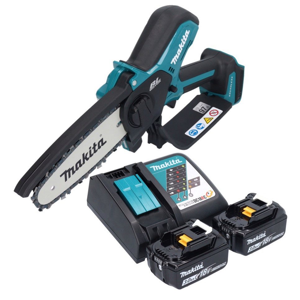 Makita Akku-Kettensäge DUC 150 RF2 Akku Kettensäge 18 V 15 cm Brushless + 2x Akku 3,0 Ah