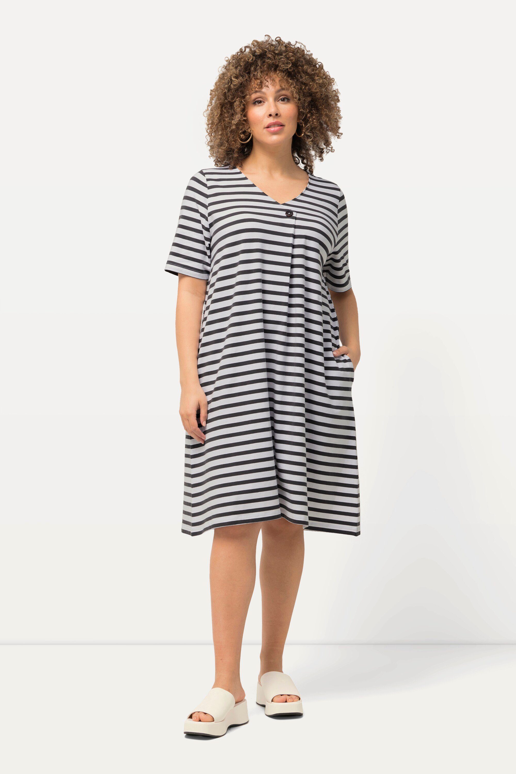 Ulla Popken Jerseykleid Midikleid Ringel A-Linie günstig online kaufen
