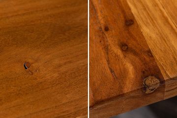 riess-ambiente Couchtisch MAMMUT 110cm honigfarben / silber (Einzelartikel, 1-St), Wohnzimmer · Massivholz · Baumkante · Edelstahl · Industrial