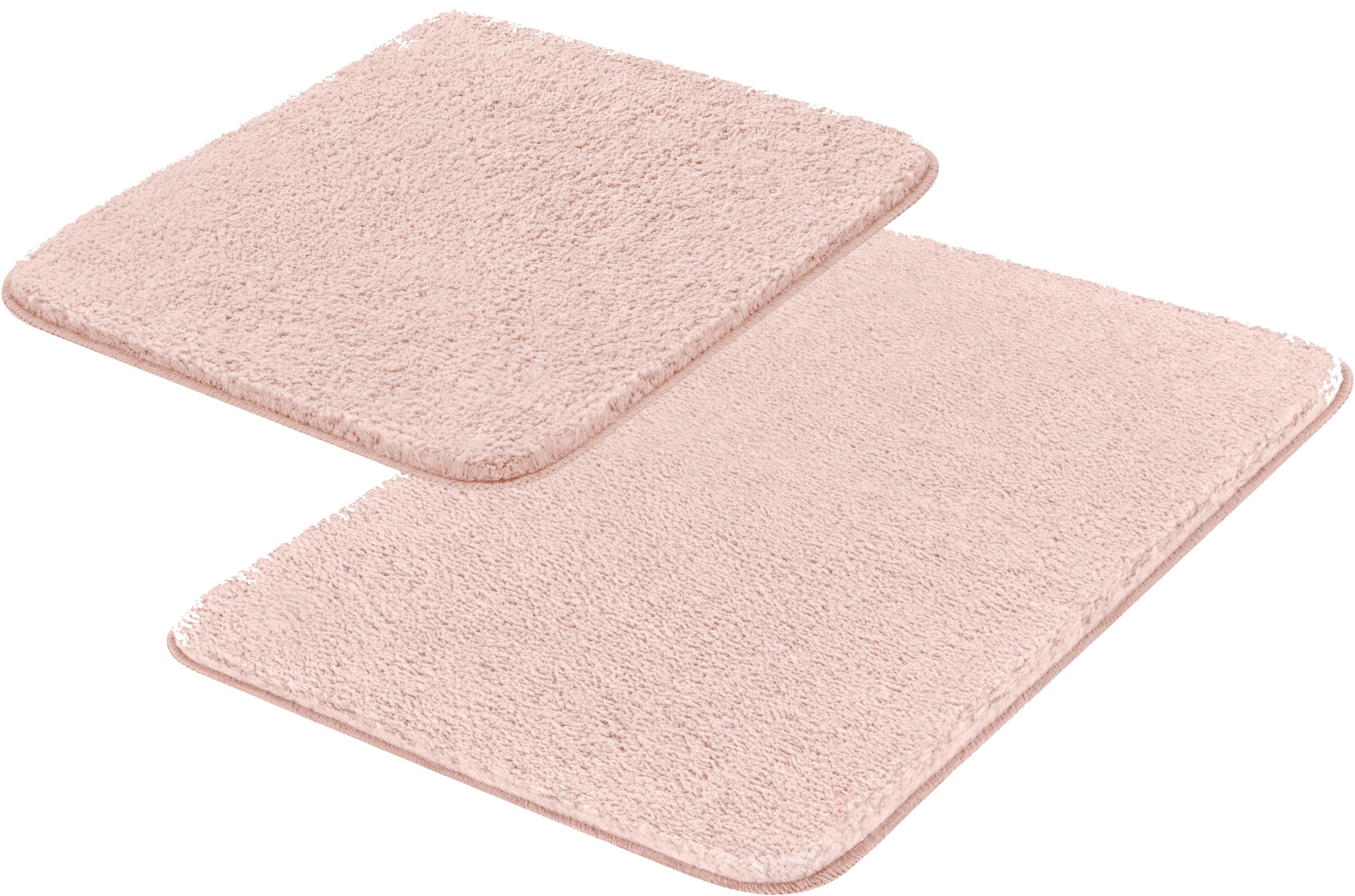 MEUSCH Badematte Sascha, Höhe 20 mm, rutschhemmend beschichtet, fußbodenheizungsgeeignet, Polyester, rechteckig, Badematte + WC-Vorleger, Badteppich, 2-teiliges Set - Badematte & WC-Vorleger, Uni-Farben