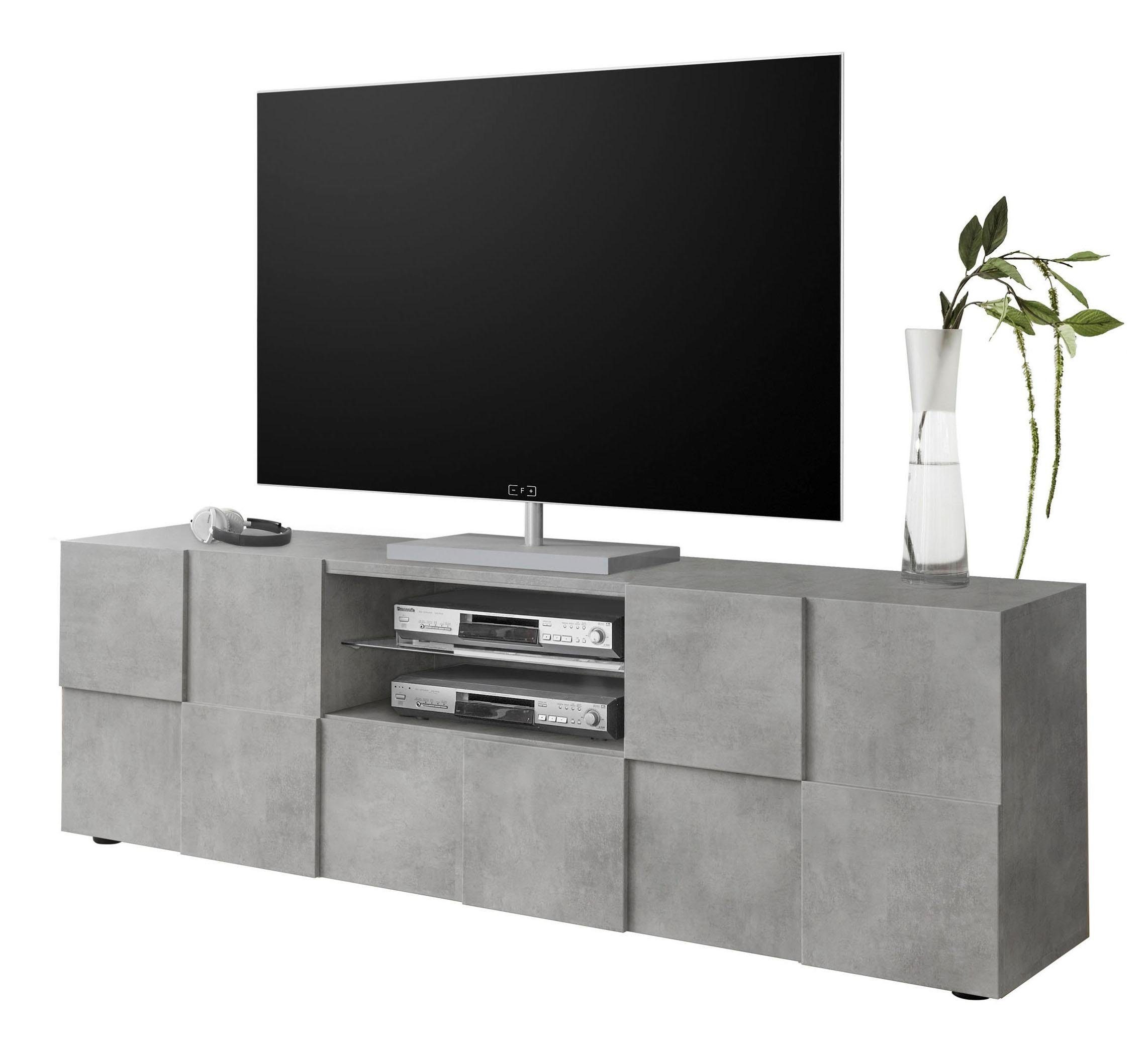 Home affaire Lowboard Dama Breite 181 cm, TV-Board 2 Türen, 1 Schubkasten, TV-Schrank, Front in 3D-Optik, viel Stauraum, verschiedene Farben