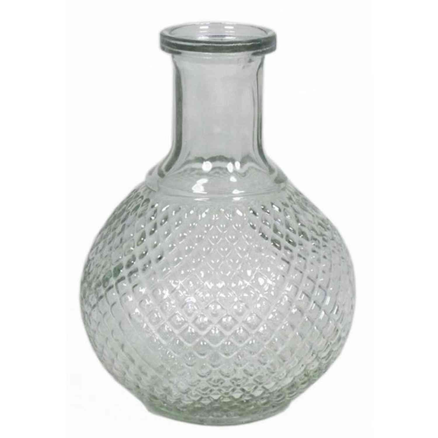 INNA-Glas Kugelvase Glasvase DONKA, feine Rautenmuster, Kugel - Rund, klar, 15cm, Ø 4,5cm