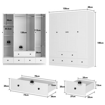 FUFU&GAGA Kleiderschrank mit 5 Schubladen, Garderobenschrank mit Ablagefächern