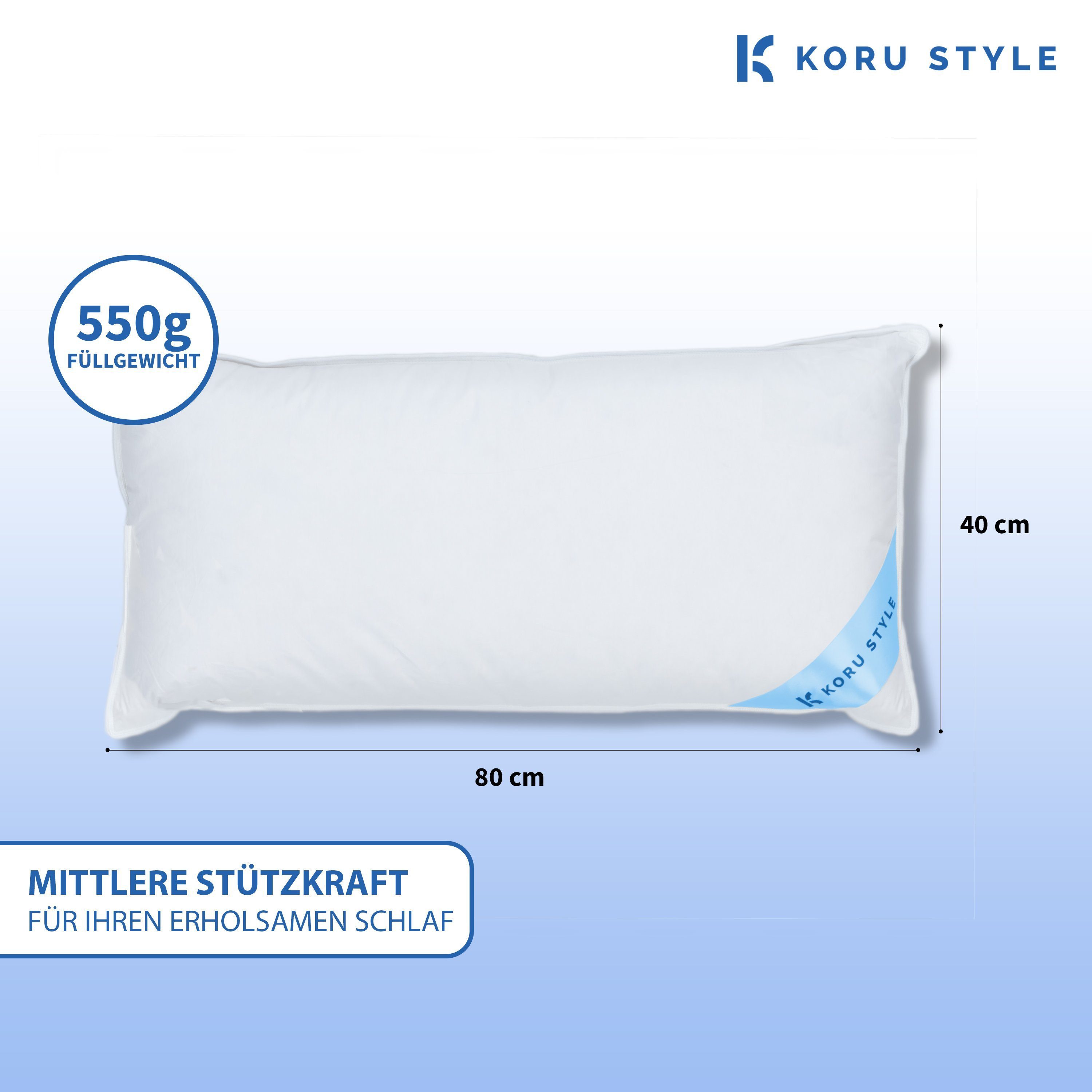 Koru Style Federkopfkissen Koru Style Premium 3 Kammer Kopfkissen 80x80/40x80 cm medium