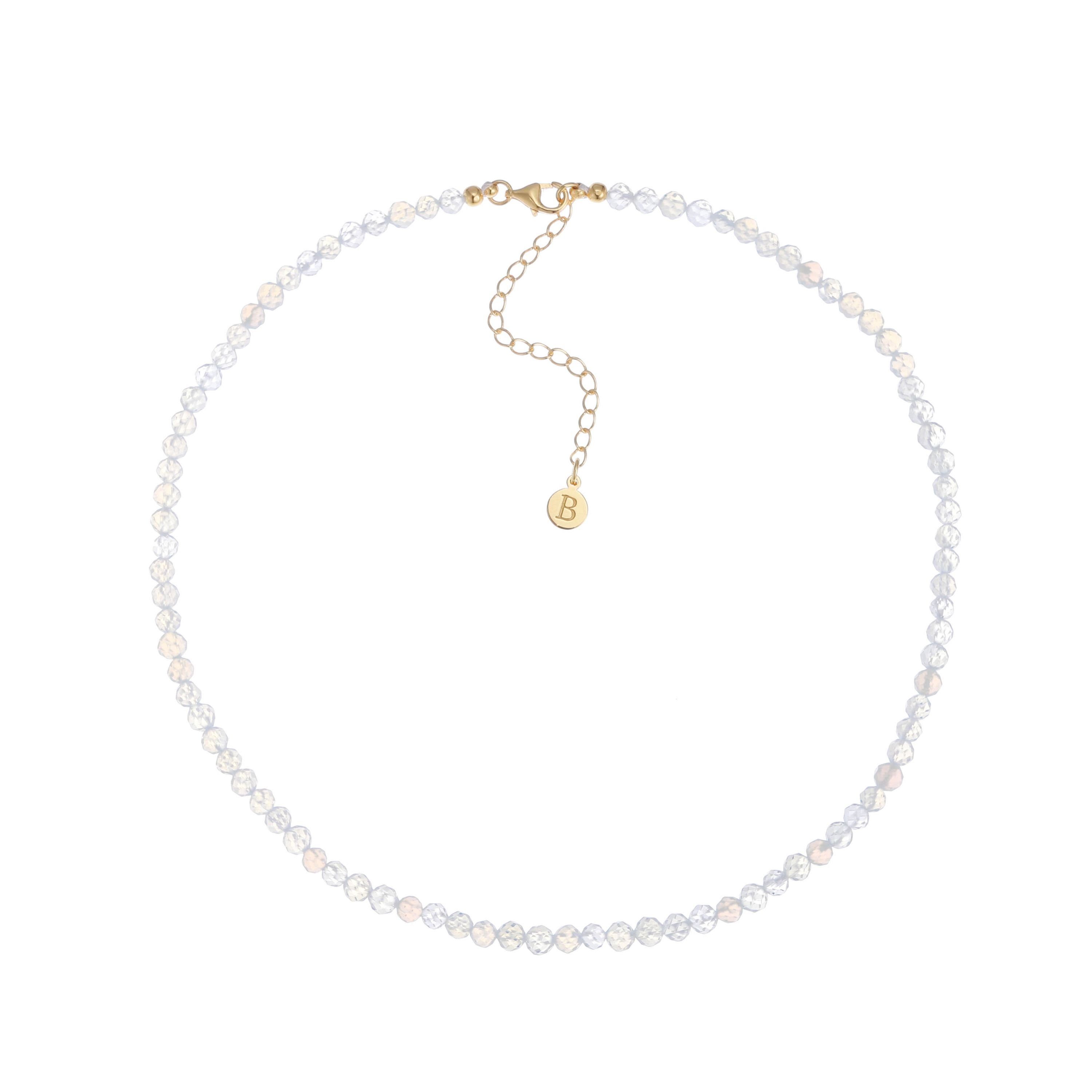 Brandlinger Perlenkette Halskette Victoria, 925 Silber vergoldet, Opalith