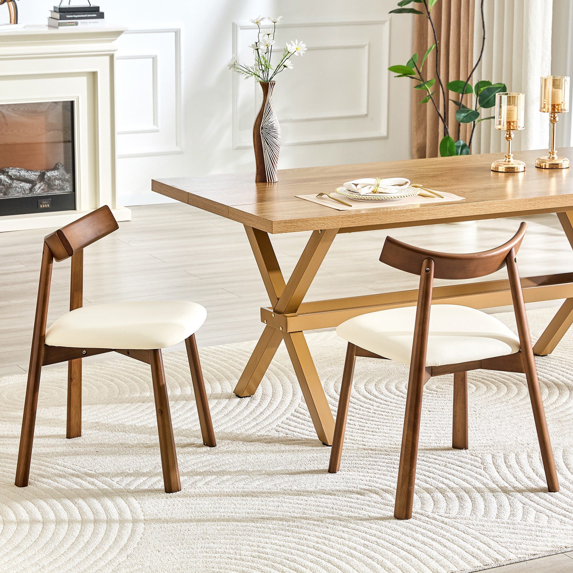 LIVIHOME Esszimmerstuhl VELA (Set, 2 St), Stoffbezug, Holzgestell, 2er Set