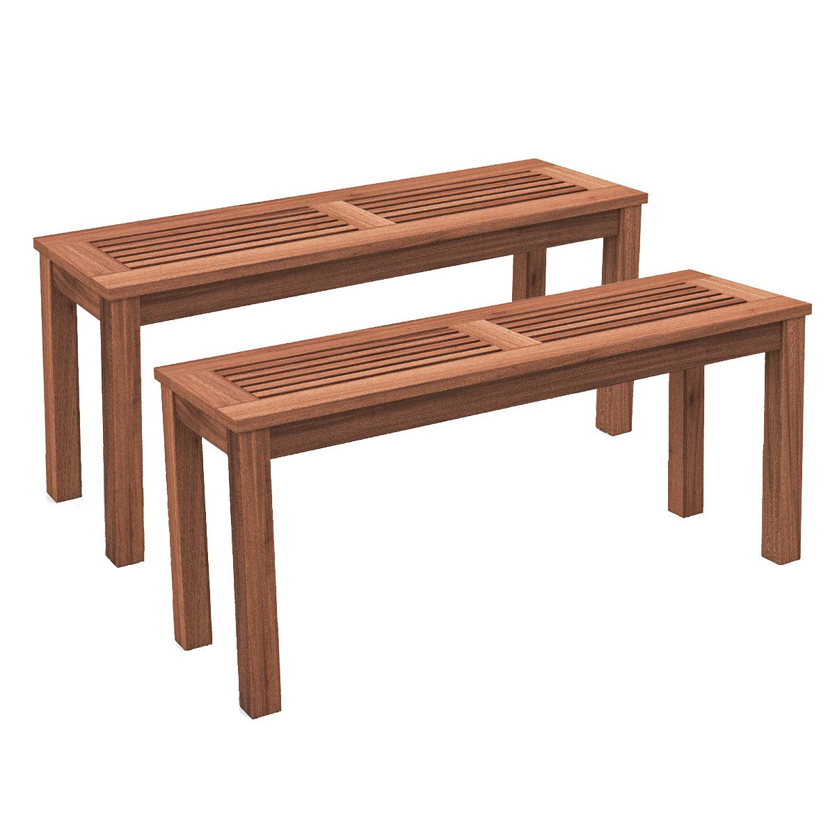 COSTWAY Gartenbank (2-St), wetterfest, 2-Sitzer Massivholz, ohne Rückenlehne, 100cm