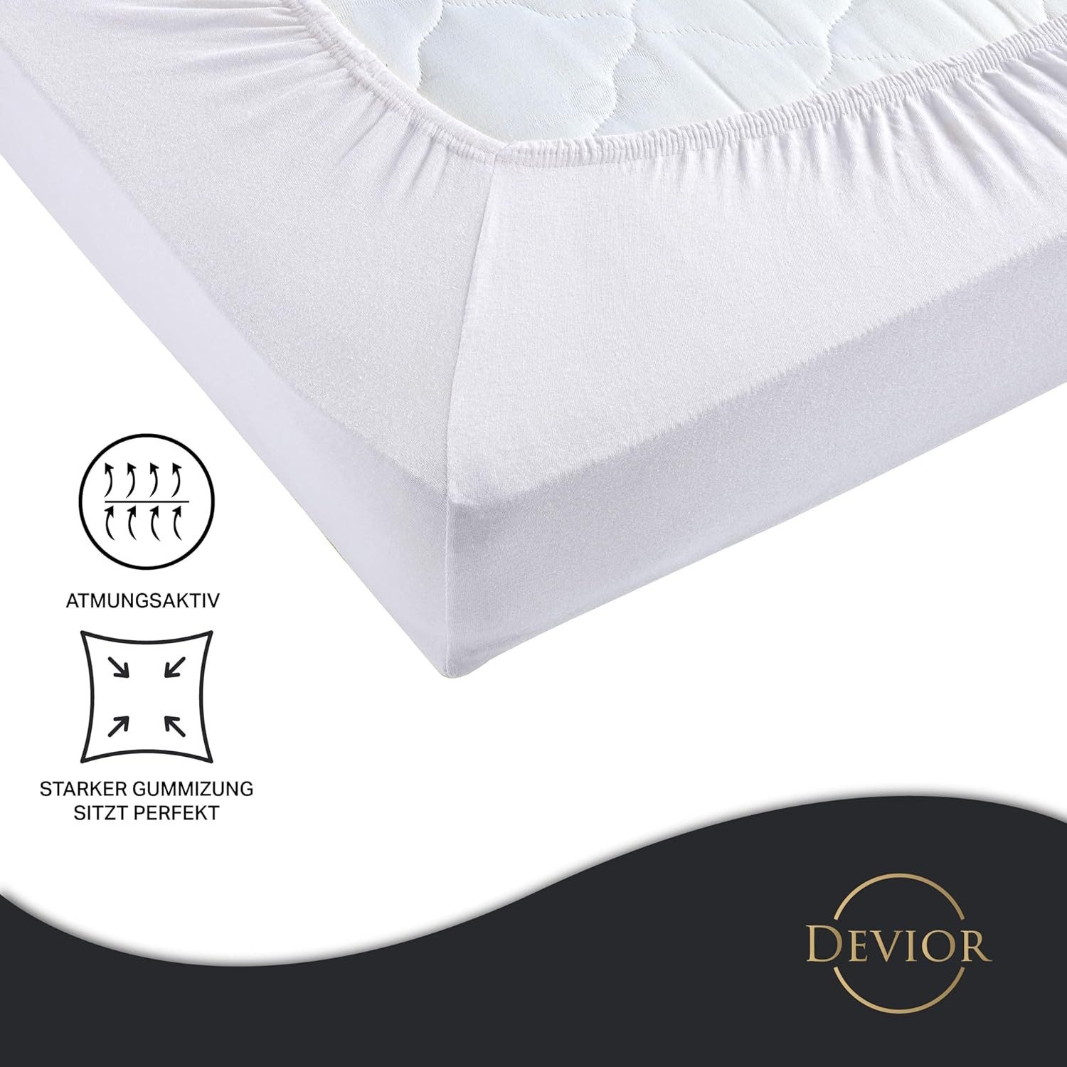 Devior Spannbettlaken 100% Baumwolle für Standardmatratzen, 135 g/m² hochwertig verarbeitet, Jersey, (1 Stück), mit Rundumgummizug atmungsaktiv & pflegeleicht i – Bild 3 von 5