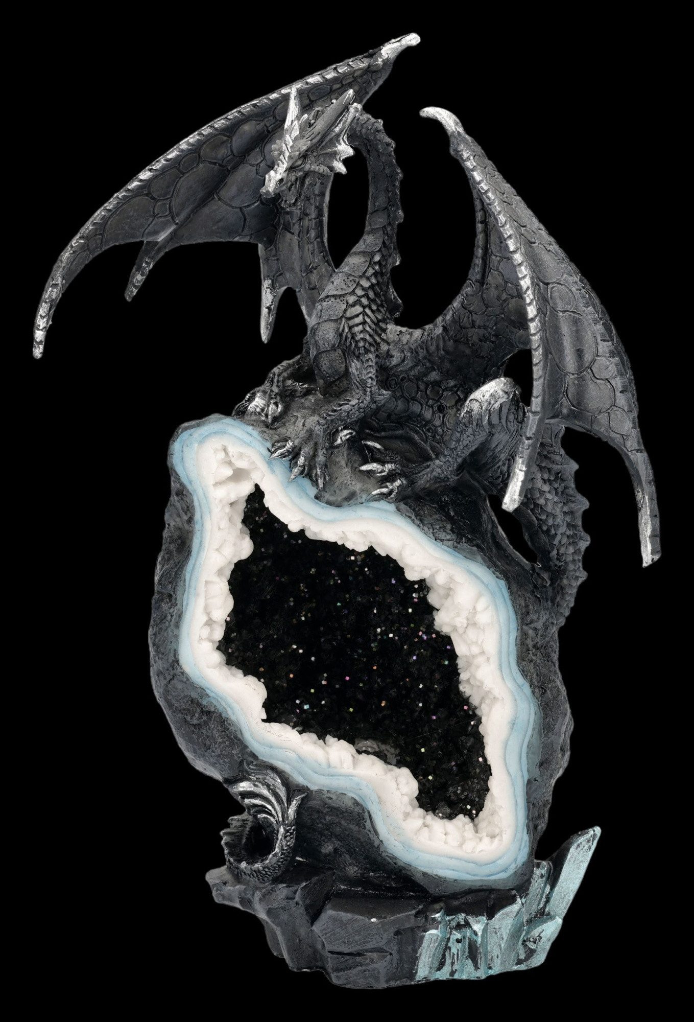 Figuren Shop GmbH Fantasy-Figur Drachen Figur Wächterdrache Midnight Custodian Fantasy 20 cm Dekofigur