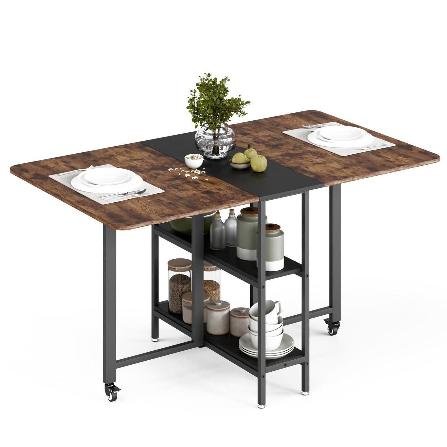 LuxusKollektion Klapptisch Klapptisch klappbar mobil offene Rustikales Braun und Schwarz 140 cm (1-St)