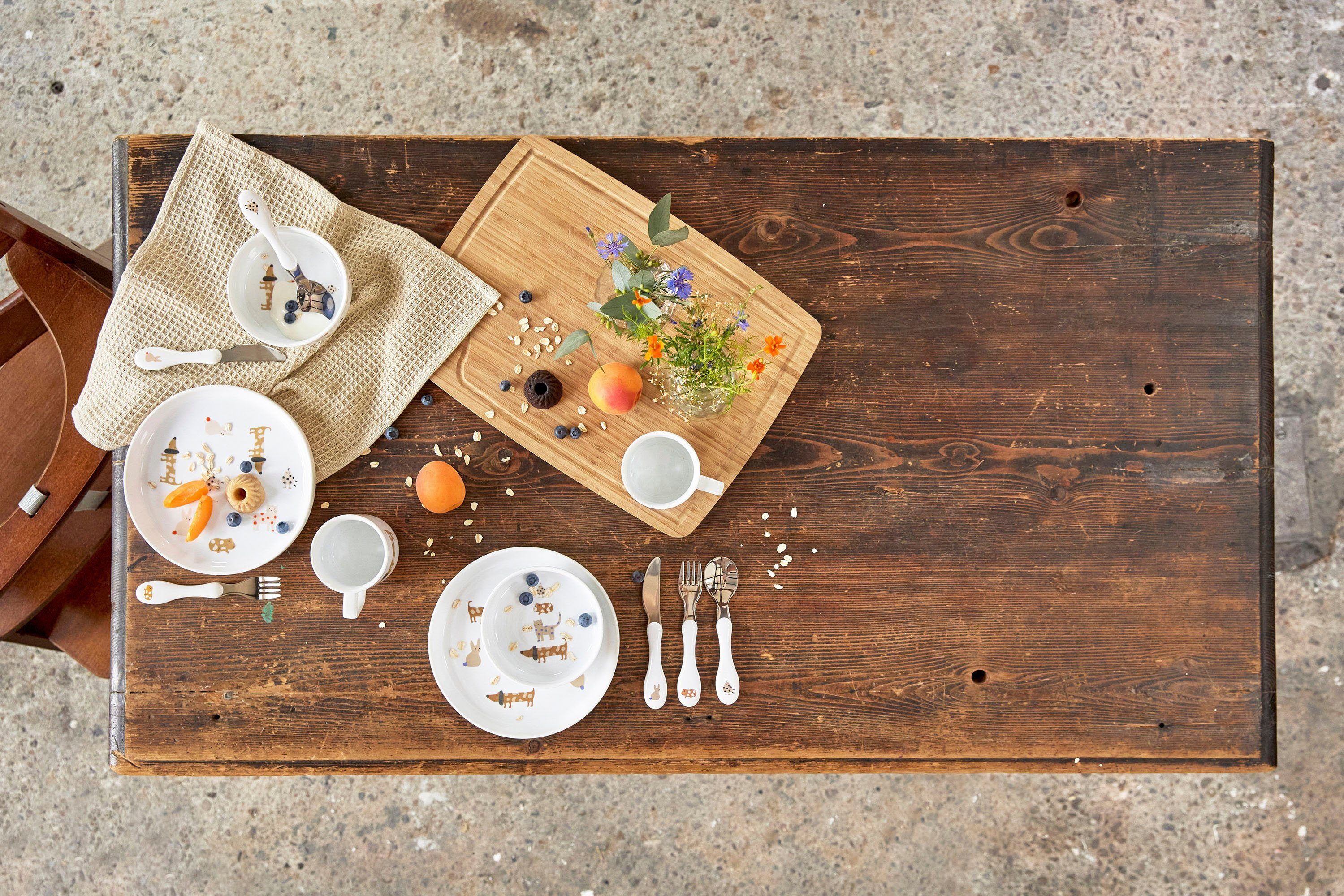 LÄSSIG Kindergeschirr-Set Little Mateys, spicy orange (3-tlg), 1 Personen, Porzellan, rutschfest