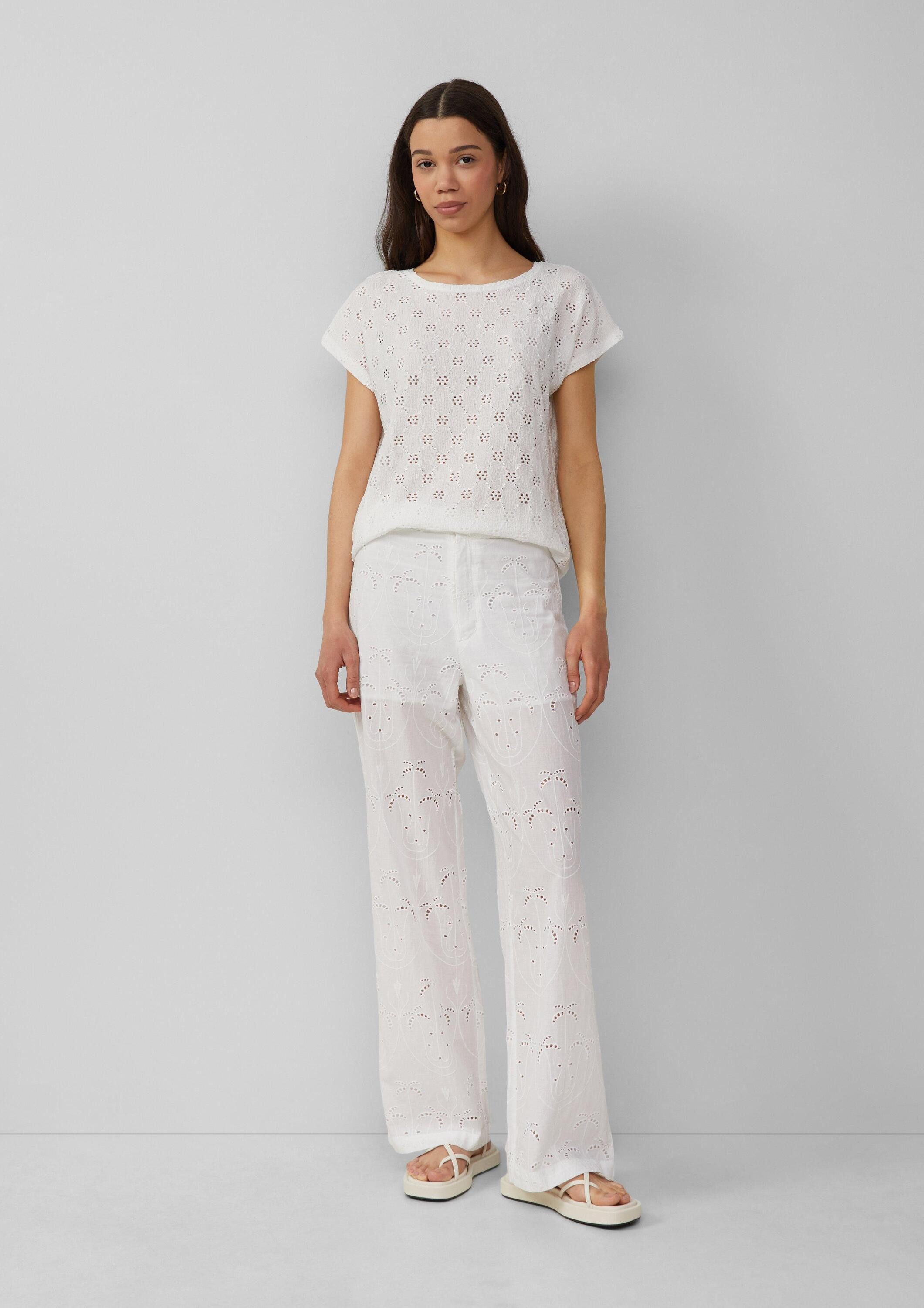 QS Chinos Hose Hose mit Lochstickerei, QS x Sarah & Tini