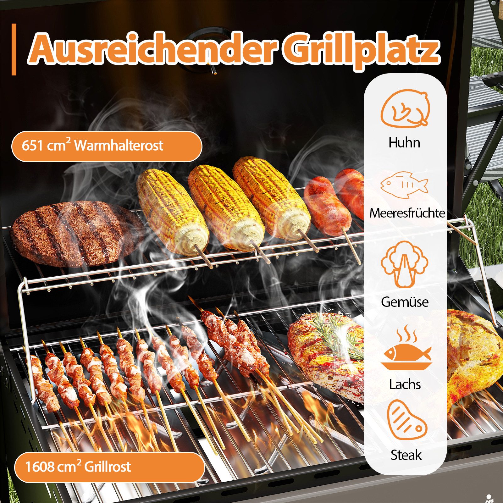COSTWAY Gasgrill, Standgrills 7 kW Grillwagen mit 3 Brenner