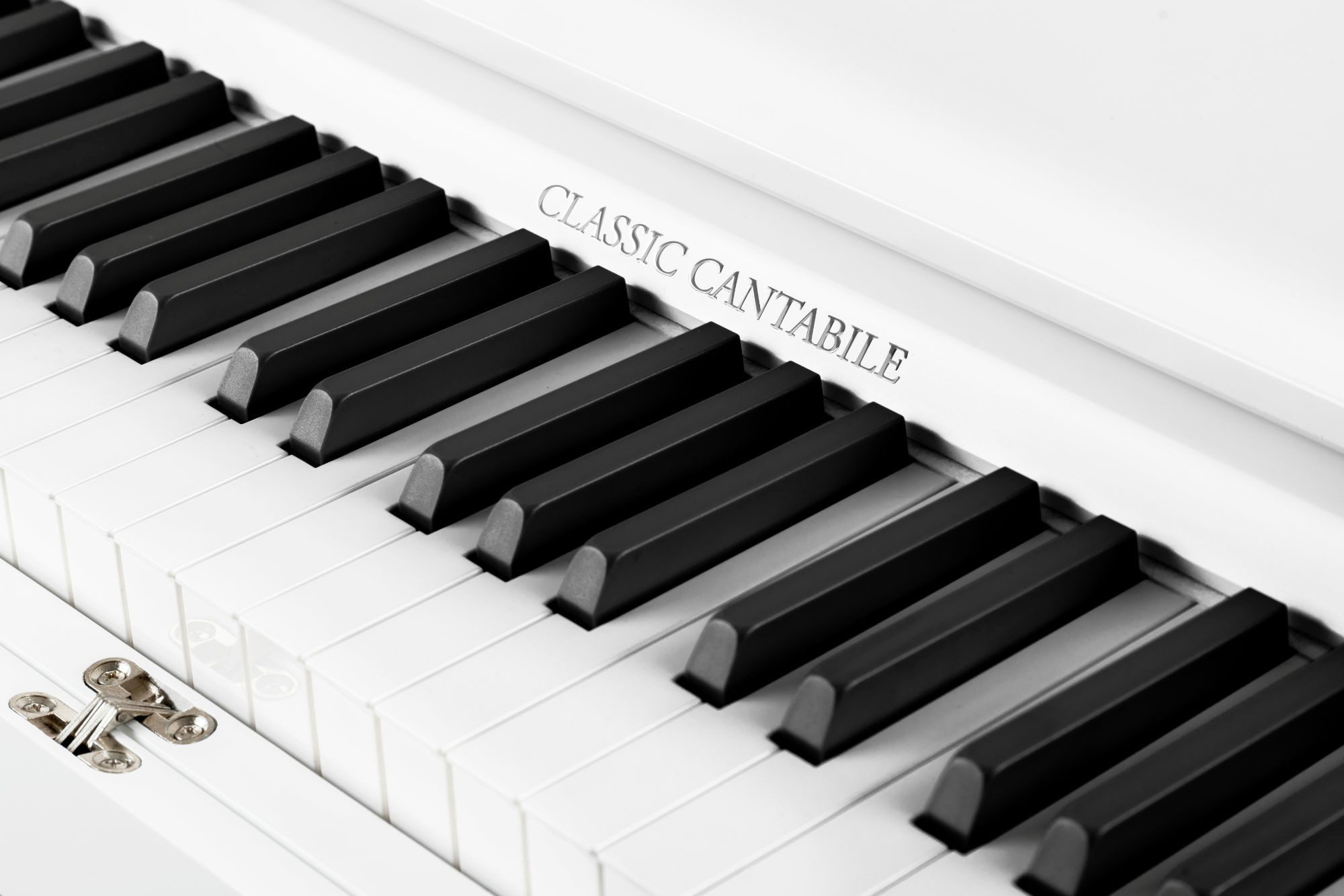 Classic Cantabile Digitalpiano DP-730 WL Weiß matt Deluxe Set (Set, inklusive Kopfhörer, Klavierbank und Klavierschule), Tisch mit eingebautem Digitalpiano 88 Tasten mit Hammermechanik