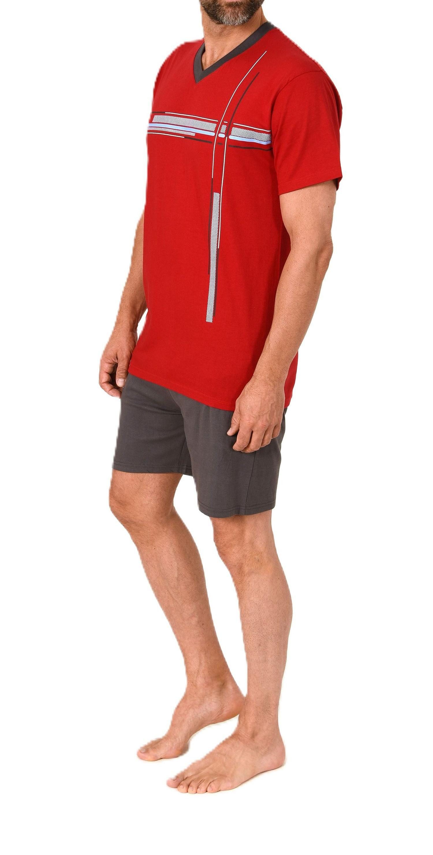 Normann Pyjama Normann Herren Schlafanzug Shorty mit Frontprint - auch in Übergröße