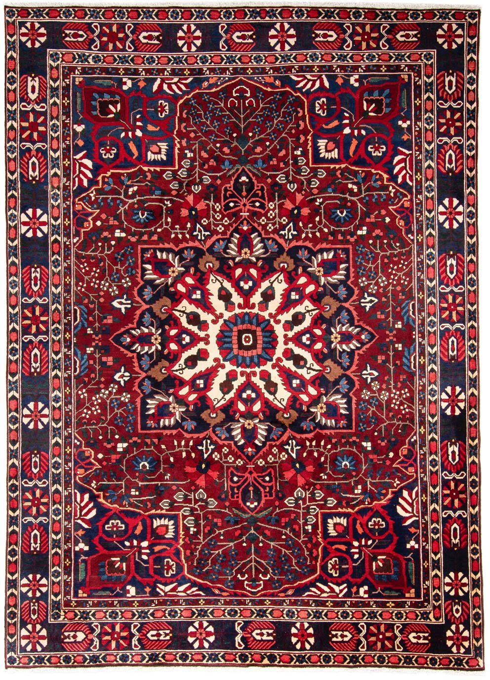 10 Bachtiar Rosso x Medaillon rechteckig, Wollteppich mm, Unikat morgenland, scuro cm, Höhe: mit 372 Zertifikat 242
