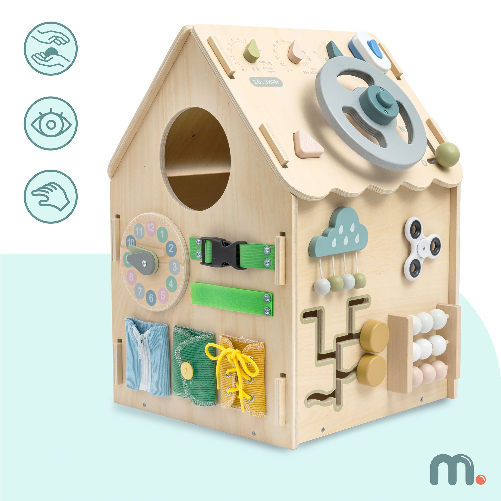 Mamabrum Lernspielzeug Mamabrum Montessori Aktivitätshaus 6in1 Busy Board