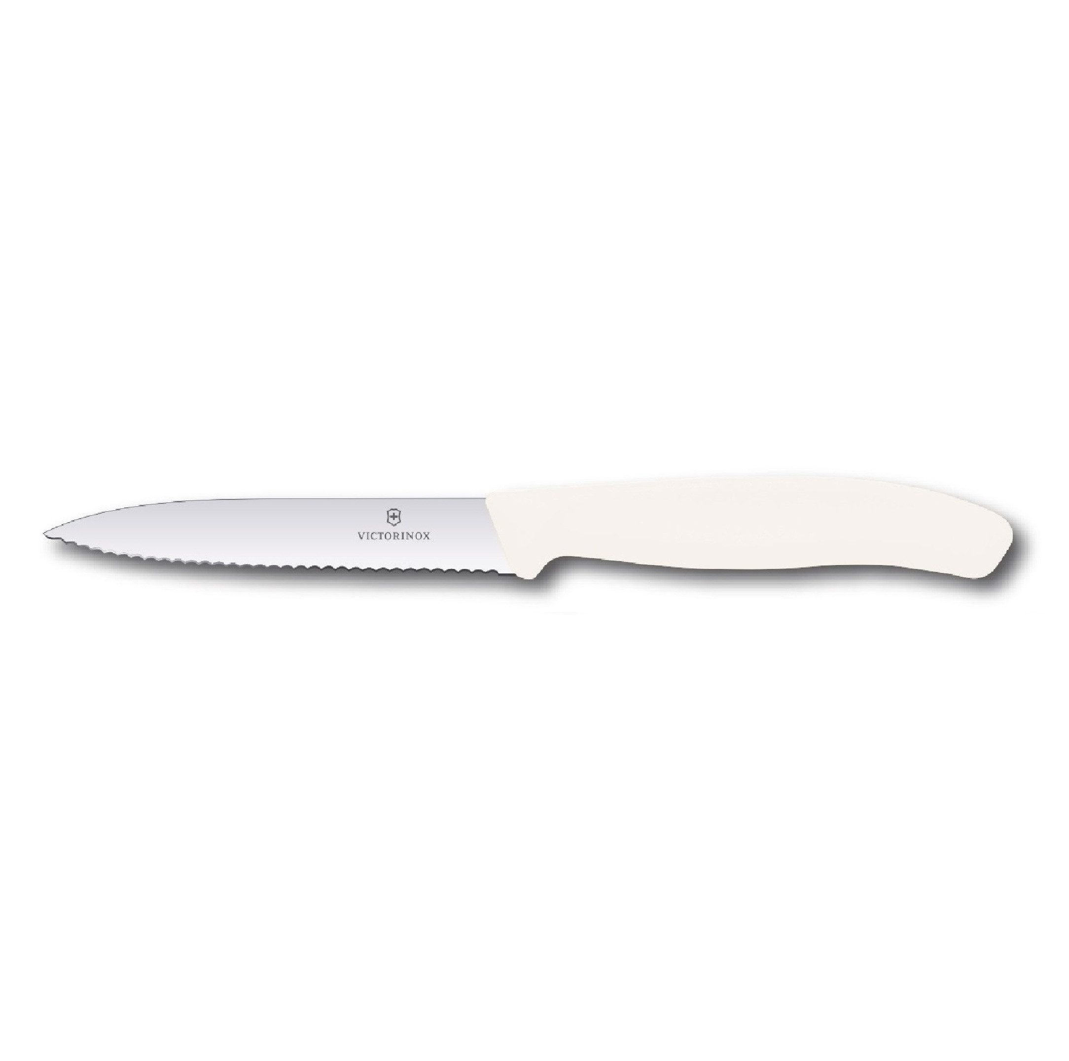 Victorinox Gemüsemesser Swiss Classic Gemüsemesser mit Wellenschliff, 6.7737, Weiß, Extra scharfe Klinge, robuster Kunststoff-Griff, spülmaschinengeeignet