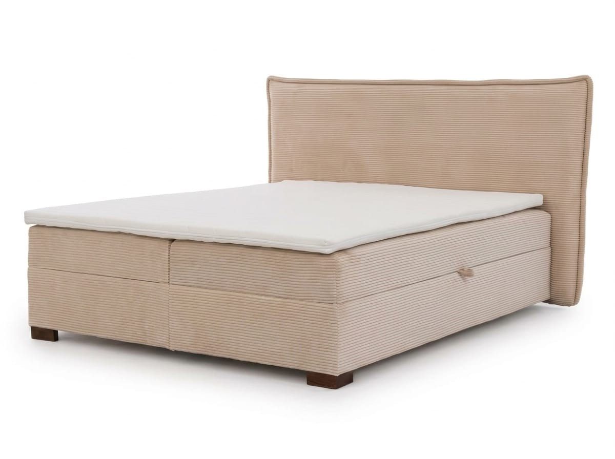 Xlmoebel Boxspringbett Beiges Boxspringbett 200x200 mit Matratze und Stauraumfächern (1-St., 1-tlg), Stauraumfächer unter dem Bett