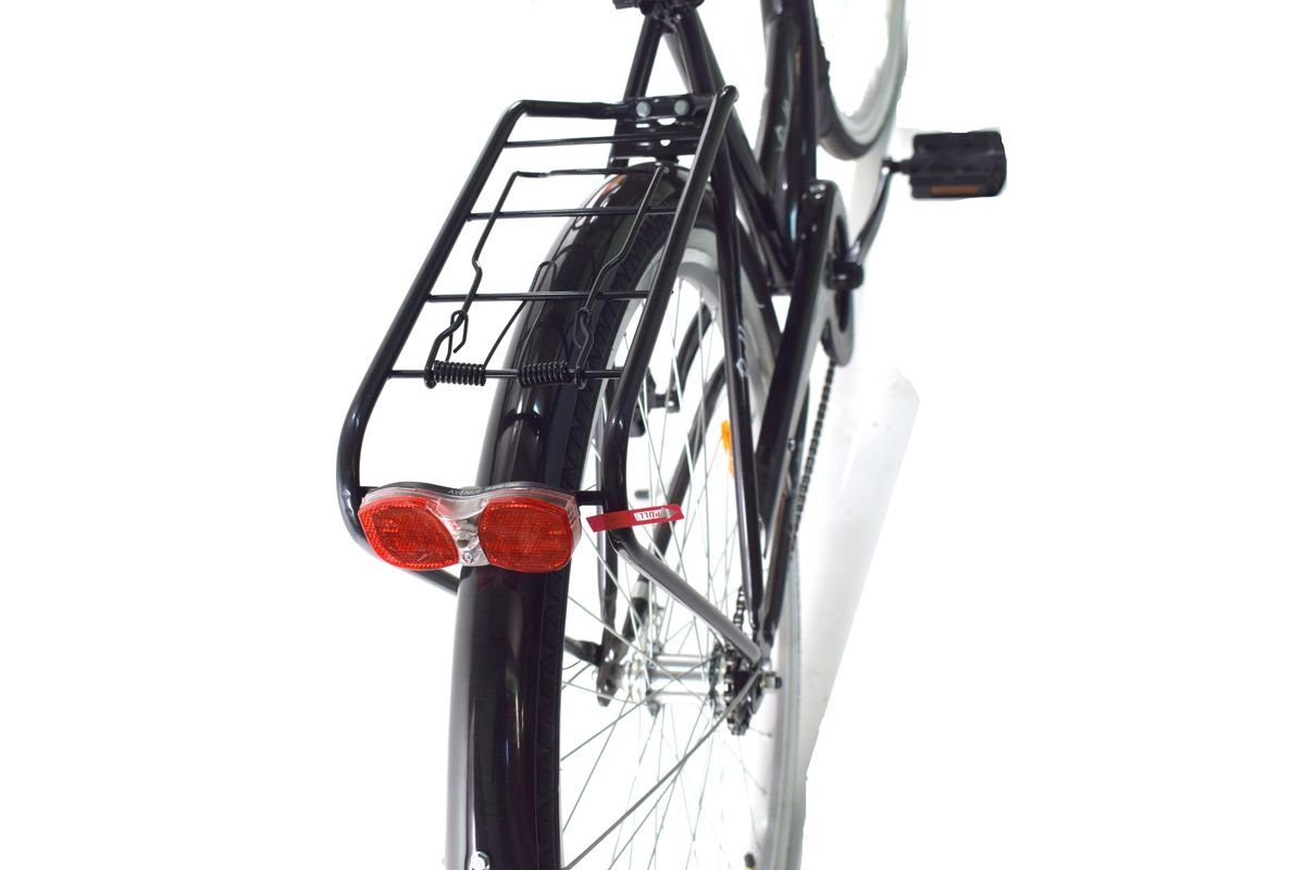 T&Y Trade City Bike 28 inch Children's Girls' City Bicycle Bike Road Traffic Regulations Reflective Black 1 Gear, 1 Speed, Coaster Brake, Luggage Rack, Lights, Kickstand, Basket