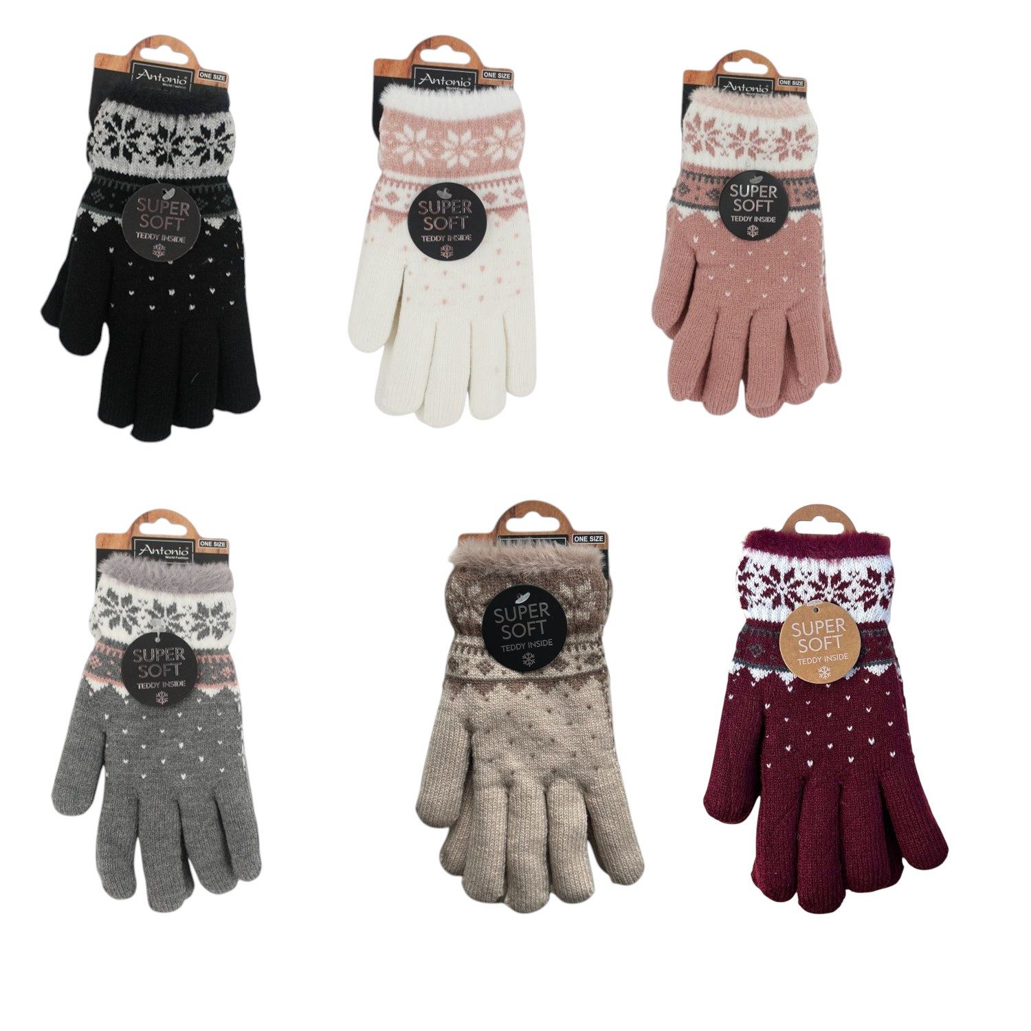 VewoTex Strickhandschuhe Winter Damen Handschuhe Schneeflocke » günstige Fingerhandschuhe (Kein Set, 2-St., 1 Paar Handschuhe) » Winterhandschuhe » Strickhandschuhe One Size