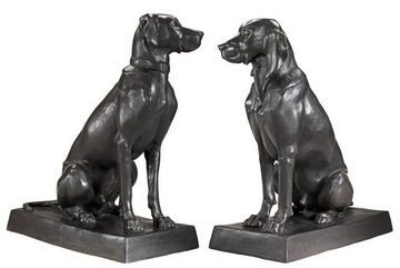 Casa Padrino Dekofigur Luxus Bronzefiguren 2er Set Hunde 32 x 60 x H. 73 cm - Limited Edition