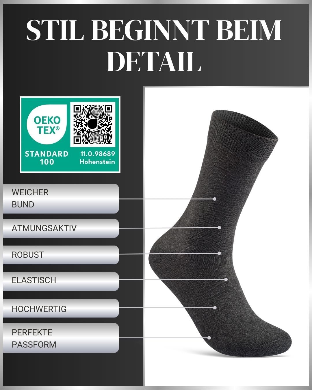 sockenkauf24 Businesssocken 10 Paar Herren Socken Premium Business Socken mit Komfortbund (10-Paar) atmungsaktive Baumwolle, ohne Naht, verpackt in einer edlen Box