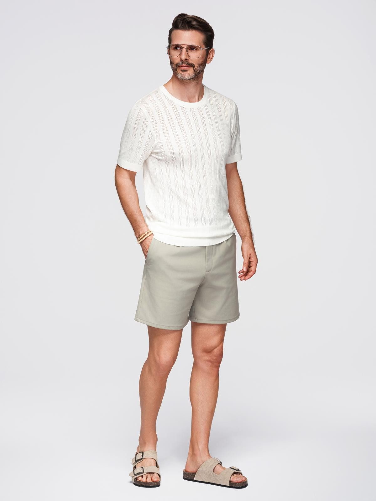OMBRE T-Shirt Herren-Pullover aus durchbrochenem Gewebe mit Rundhalsausschnitt