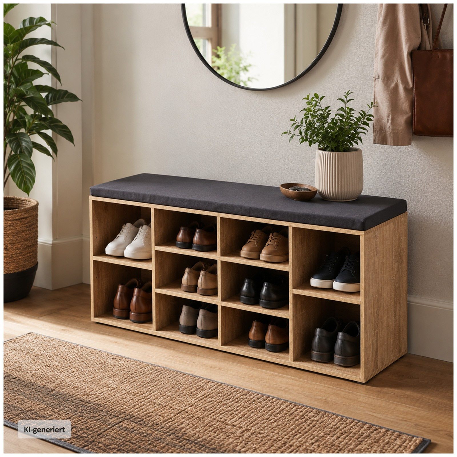 HTI-Living Schuhregal Garderobenbank mit 10 Fächern, Stück 1-tlg., Schuhregal Sitzbank