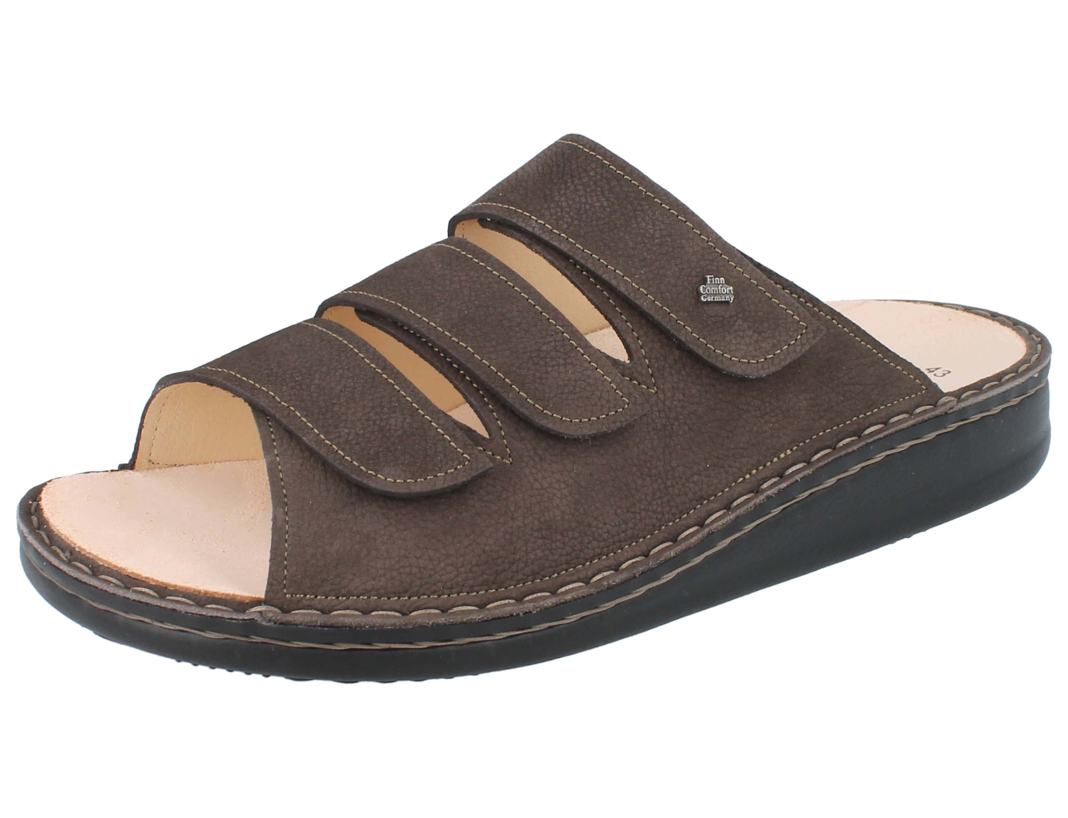 FINN COMFORT Korfu Herren Pantolette braun slate Nubukleder - Größe: Hausschuh