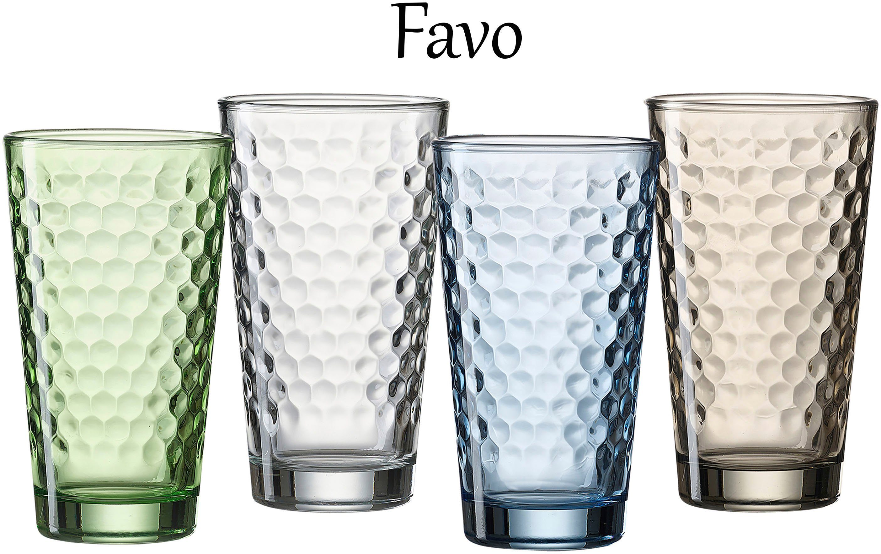 Ritzenhoff & Breker Longdrinkglas Favo, 6-teilig, 6-tlg., Glas, 6er Set, je 350 ml