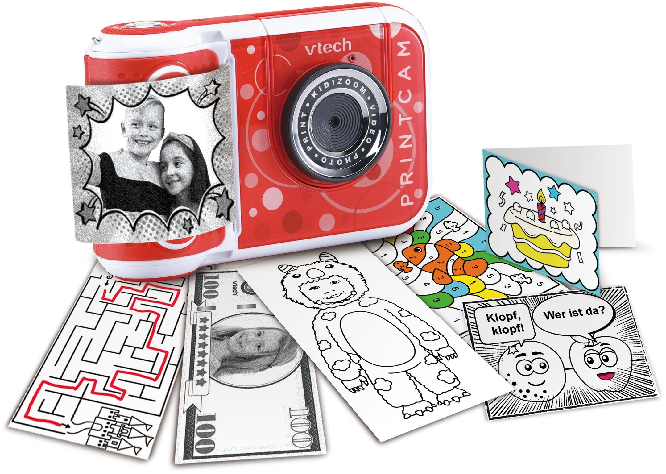 5 MP, Kinderkamera mit Cam, Print (5 Vtech® Thermodrucker) MP, rot KidiZoom eingebautem