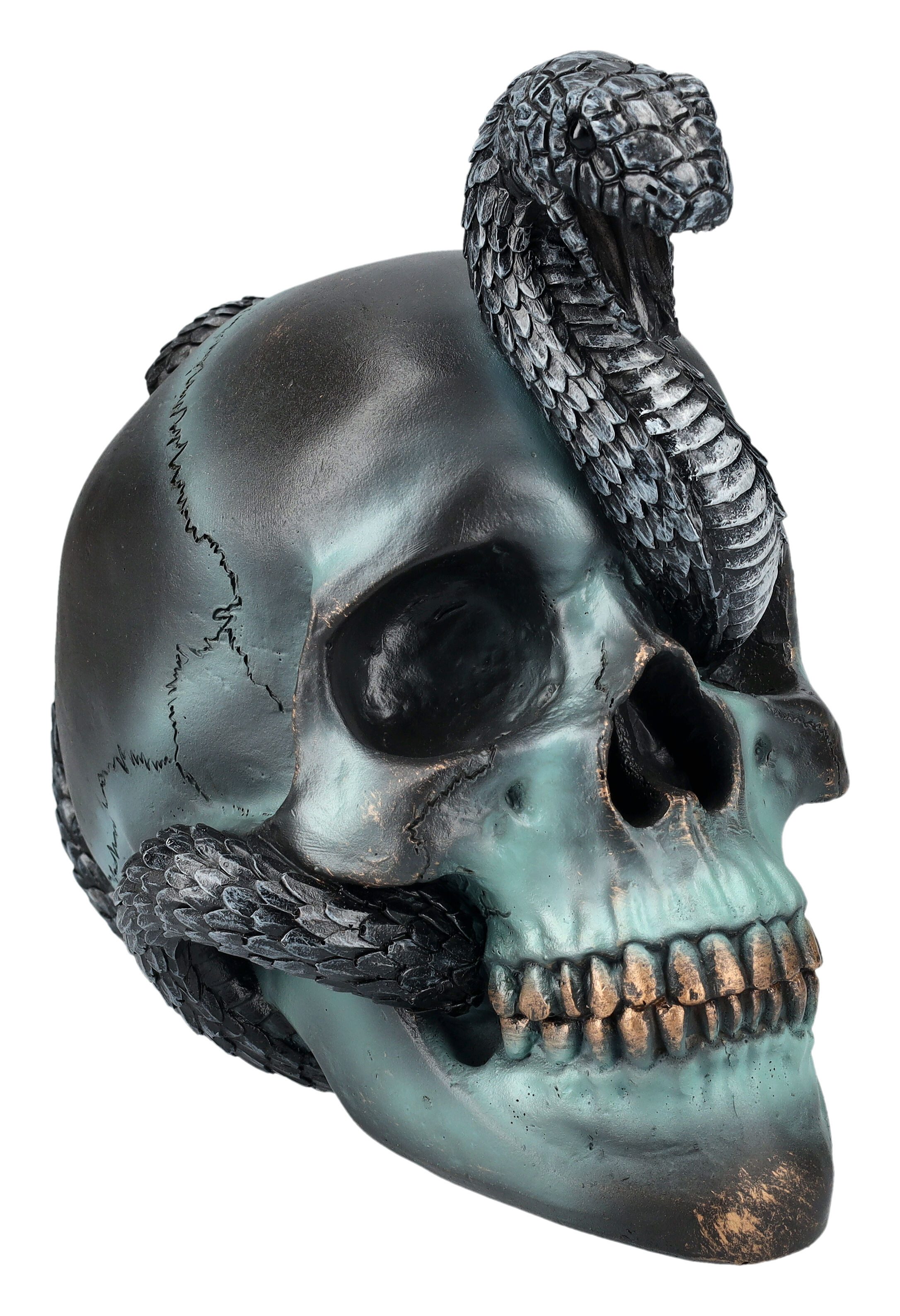 Figuren Shop GmbH Dekofigur Totenkopf mit Schlange - Serpentine Fate - Nemesis Now - Totenschädel