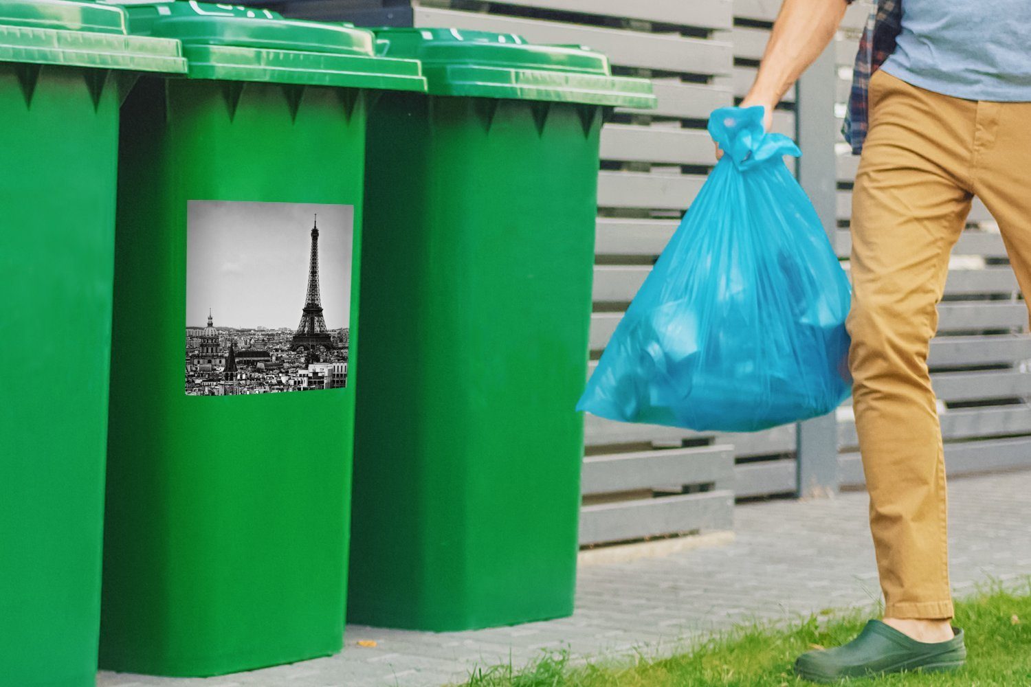 MuchoWow Wandsticker Die Mülltonne, Container, Skyline Mülleimer-aufkleber, Abfalbehälter von (1 Paris St), Sticker
