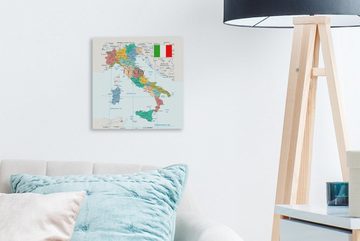 OneMillionCanvasses® Leinwandbild Karte von Italien, (1 St), Leinwand Bilder für Wohnzimmer Schlafzimmer