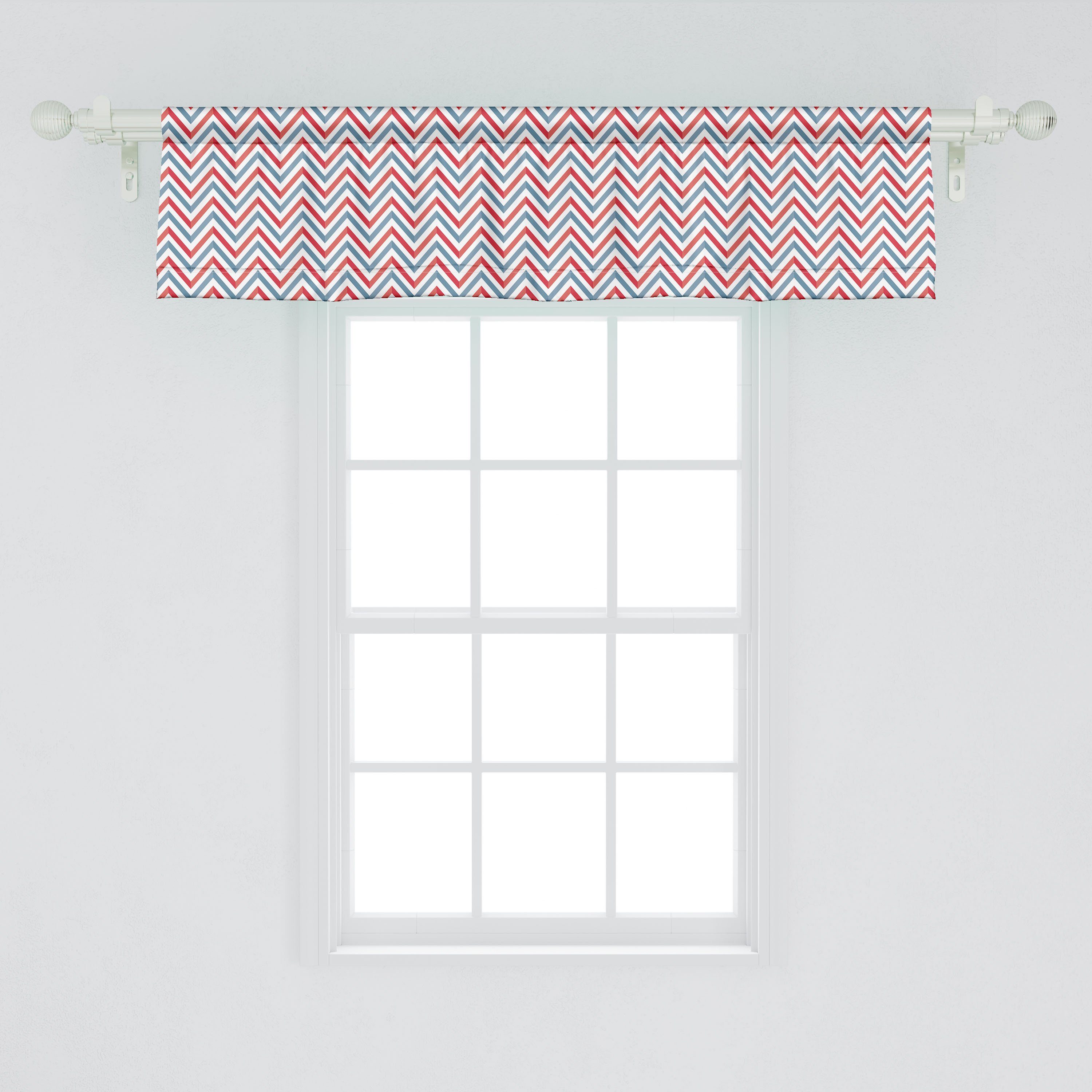 Vorhang Küche Volant Pastell Schlafzimmer mit für Microfaser, Zickzack-Muster Stangentasche, Scheibengardine Abakuhaus, Dekor Retro