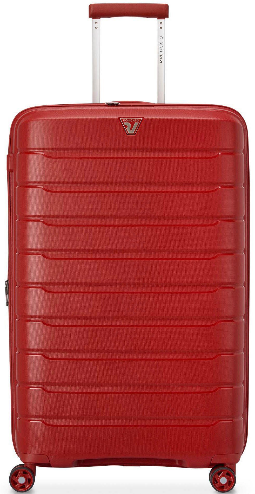 RONCATO Hartschalen-Trolley B-FLYING, 76 cm, rot, 4 Rollen, Hartschalen-Koffer Reisegepäck mit Volumenerweiterung und TSA Schloss