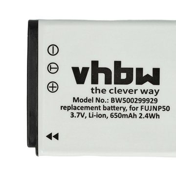 vhbw kompatibel mit Fujifilm FinePix F60, F500 EXR, F550 EXR, F600 EXR, Kamera-Akku Li-Ion 650 mAh (3,6 V)