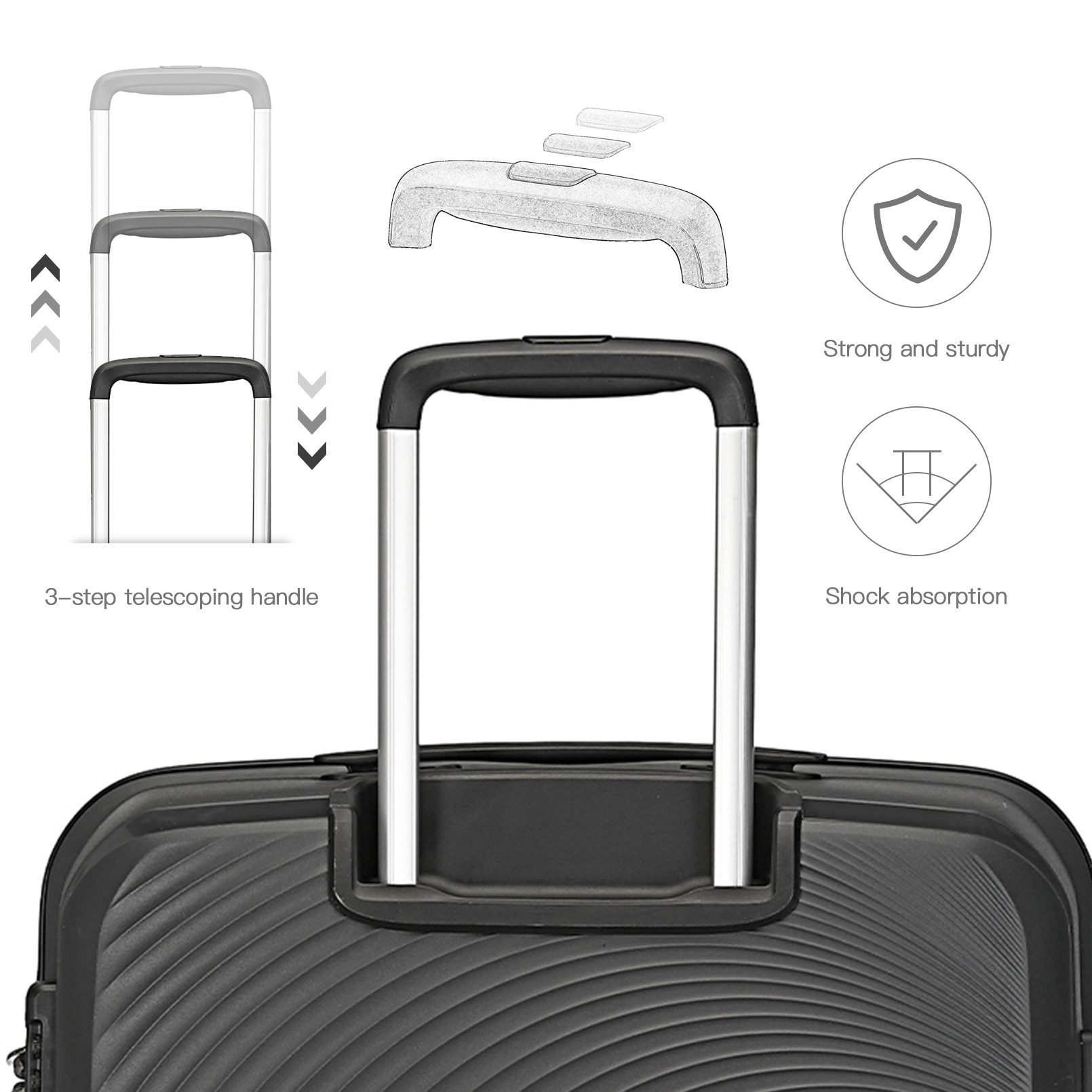 British Traveller Kofferset Reisekoffer-Set, 4-teiliges Hartschalen-Spinner-Set mit TSA-Schloss, (4 tlg) – Bild 3 von 5