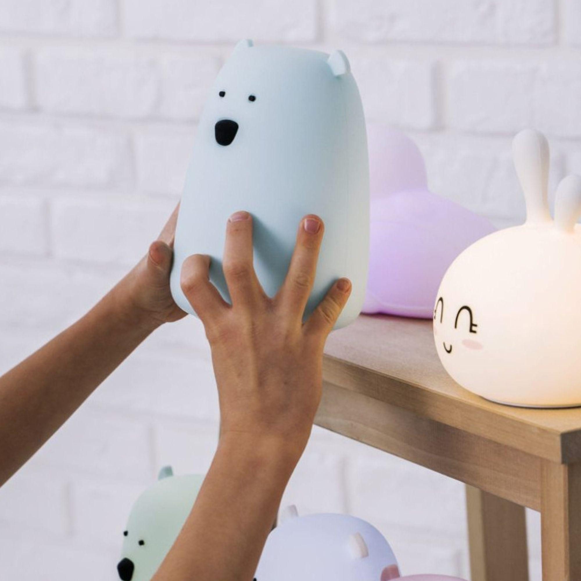 Rabbit & Friends LED Nachtlicht Bär Silikon Lampe (blau), LED fest integriert