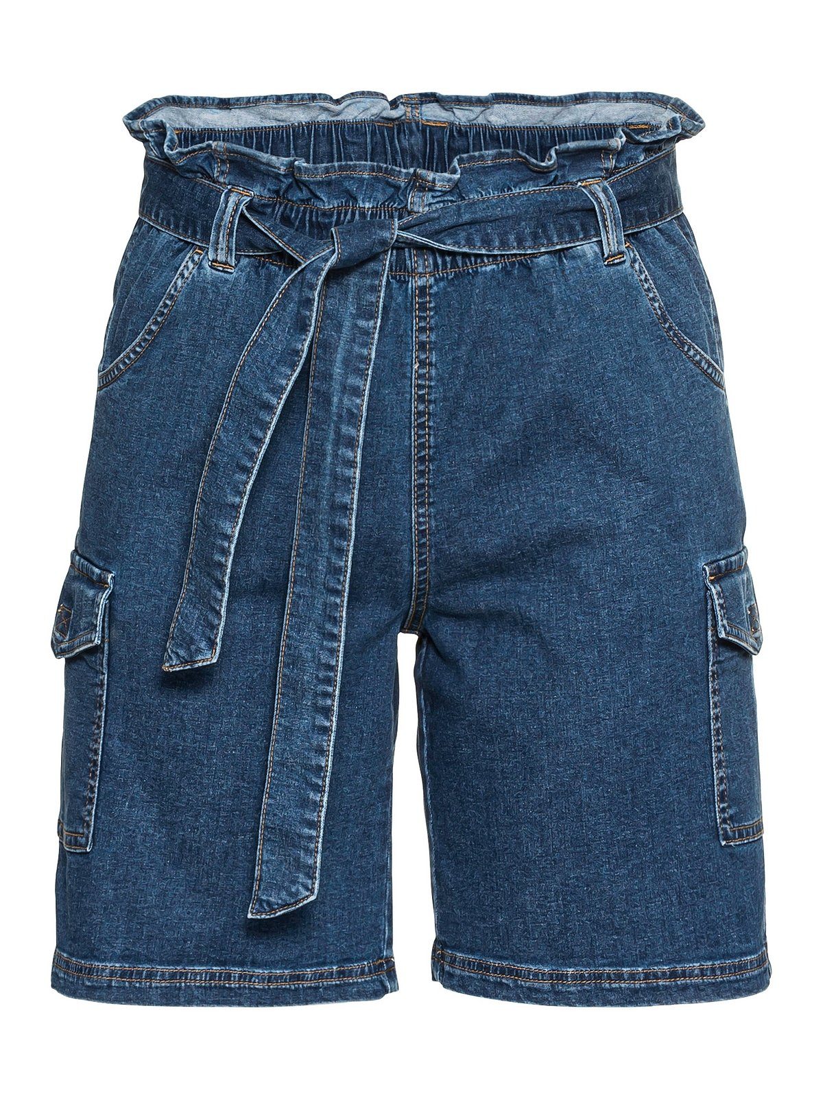 Sheego Jeansbermudas Große Größen (Set) mit High-Waist-Bund und Gürtel