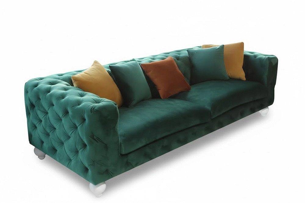 JVmoebel Chesterfield-Sofa Grüne Chesterfield-Couch aus hochwertigem Textil Sofort, 1 Teile, Made in Europa