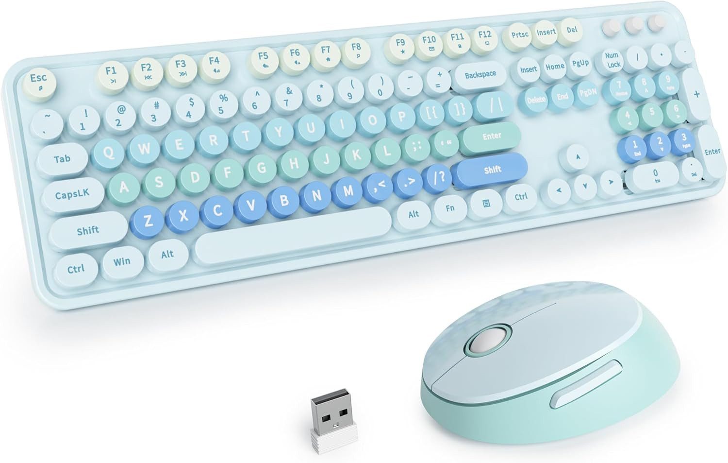 SOLIDEE Kabelloses Tastatur Maus Set Ergonomisch 2,4 GHz Tastatur- und Maus-Set, Leise Full-Size Wireless Keyboard mit Maus und USB Empfänger