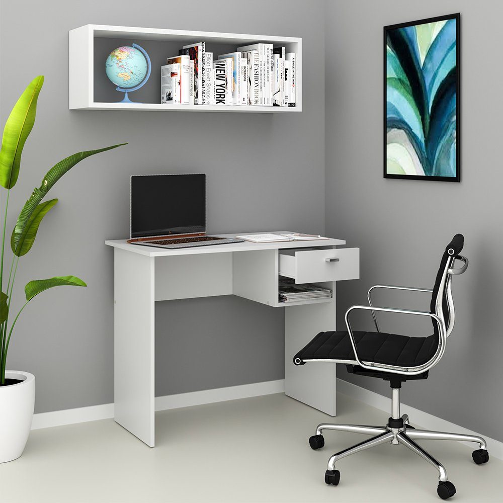 Vicco Weiß Schreibtisch PC-Tisch Bürotisch COLIN Arbeitstisch