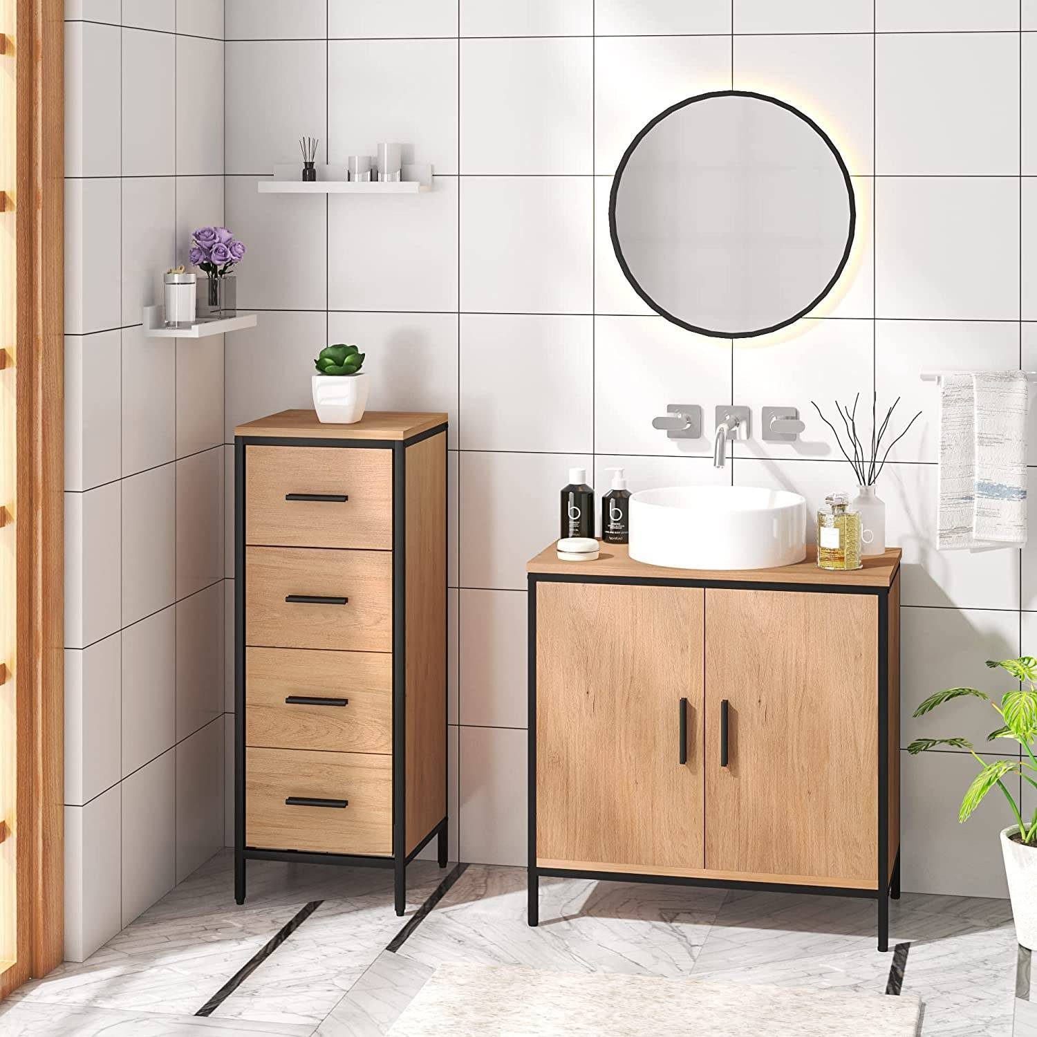 EUGAD Hochschrank (1-St) mit 4 Schubladen aus Metall + Holzwerkstoff, 30x82x30 cm – Bild 4 von 5