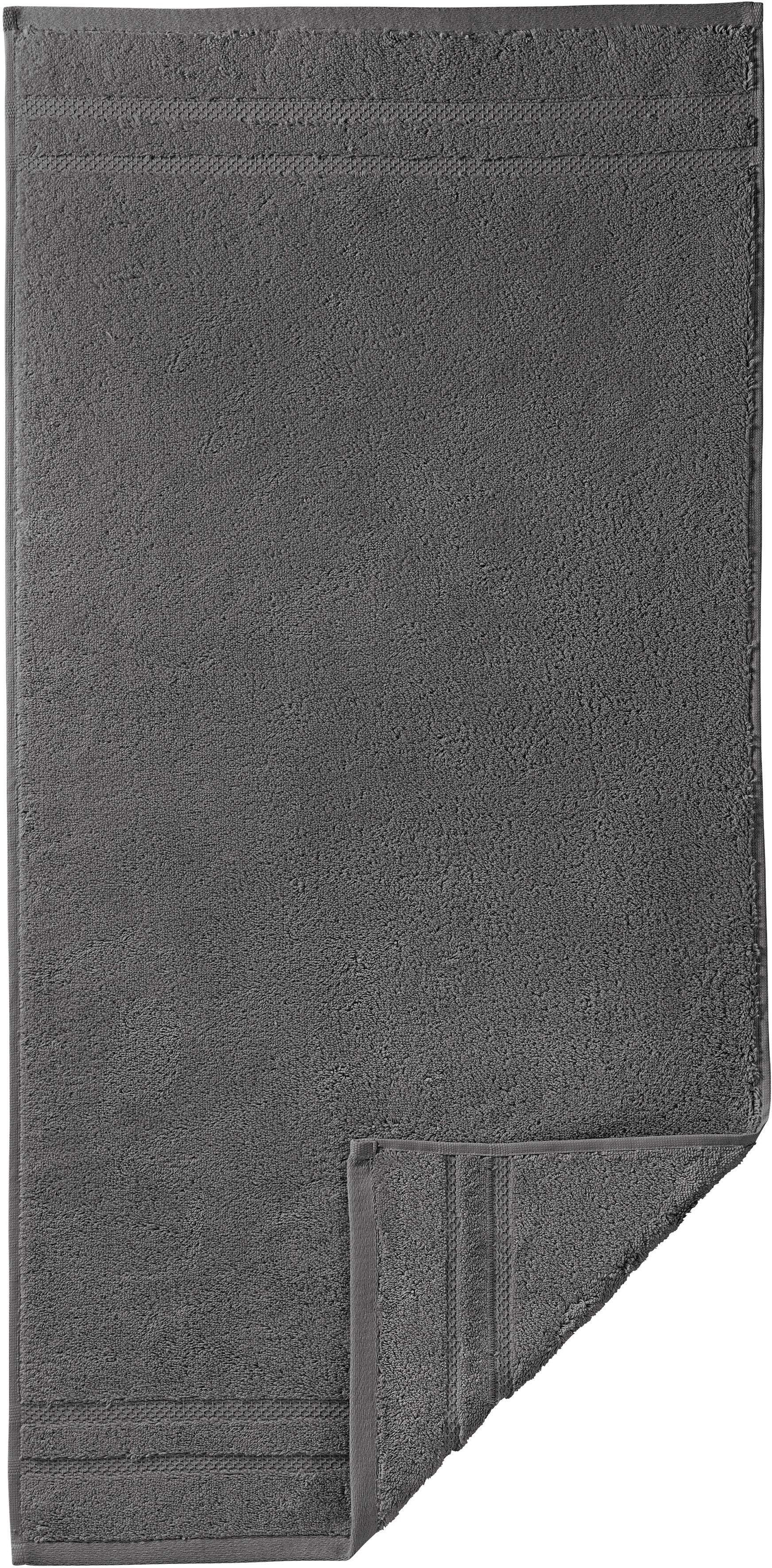 Micro extrem Touch, & (1-St), 100% Baumwolle Walkfrottee grau Egeria Handtuch flauschig, saugfähig Streifenbordüre,