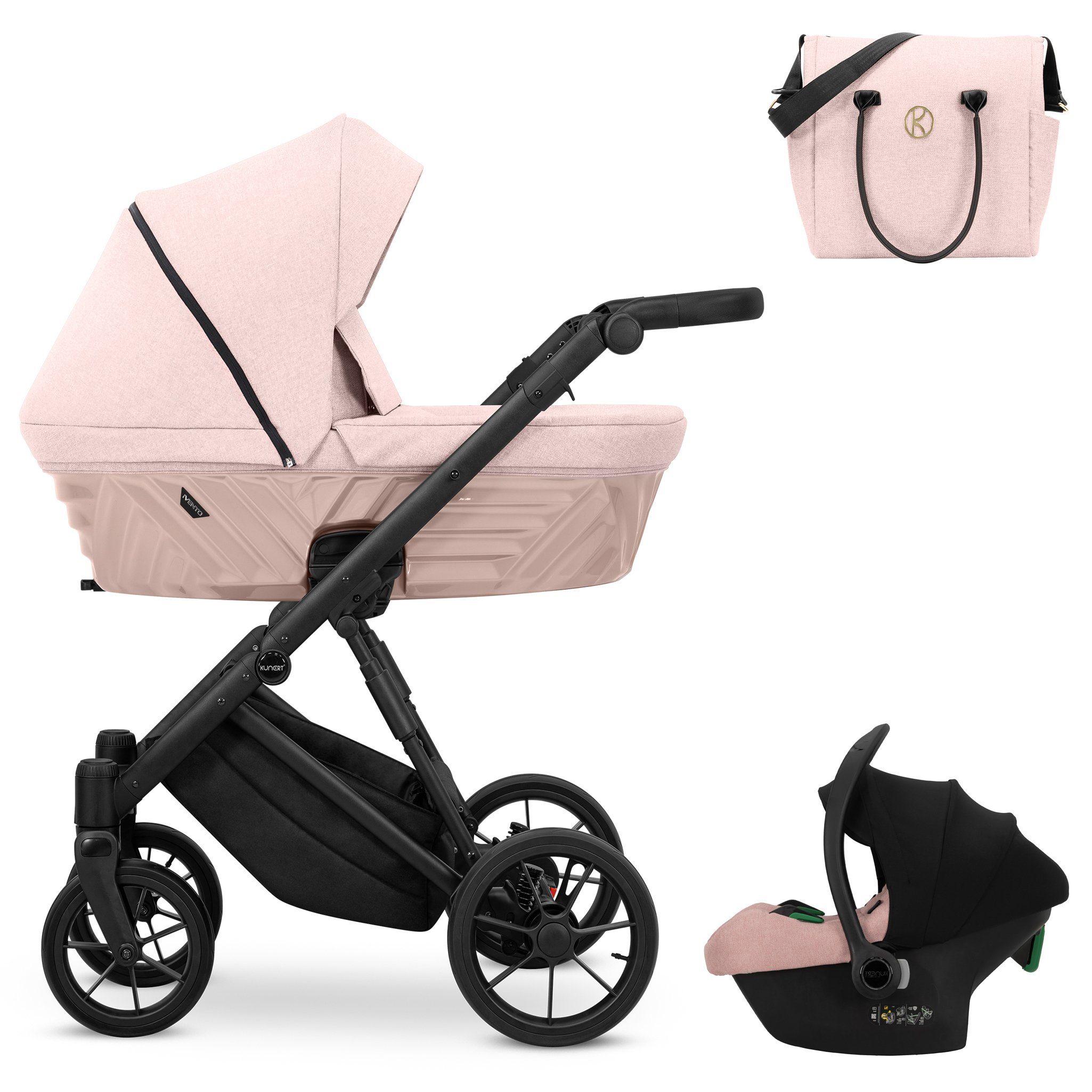 babies-on-wheels Kombi-Kinderwagen Invento 4 in 1 inkl. Sportsitz, Autositz und Zubehör in 9 Farben