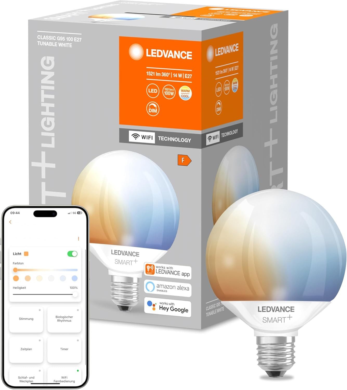 Ledvance LED-Leuchtmittel ‎SMART WIFI G95, E27, 2 St., Smart+