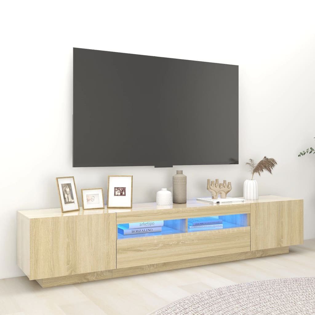 vidaXL TV-Schrank TV-Schrank mit LED-Leuchten Sonoma-Eiche 200x35x40 cm (1-St) Sonoma Eiche