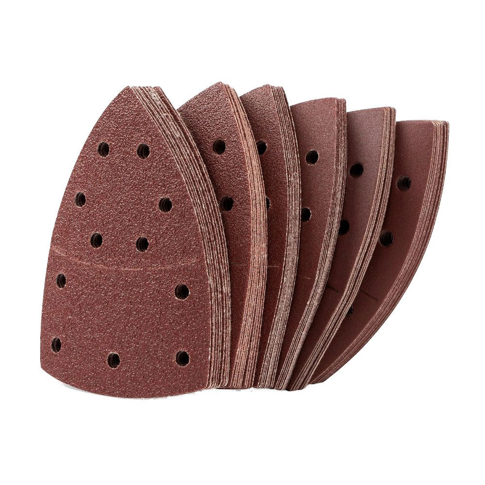 Trade-Shop Schleifaufsatz 50x Schleifpapier passend für Parkside PDS-Serie PDS 290 A1 B2 C3, 50-St., Körnung: 10x P40, P80, P120, P180, P240 - Maße: 150x105mm / 93x93x93mm